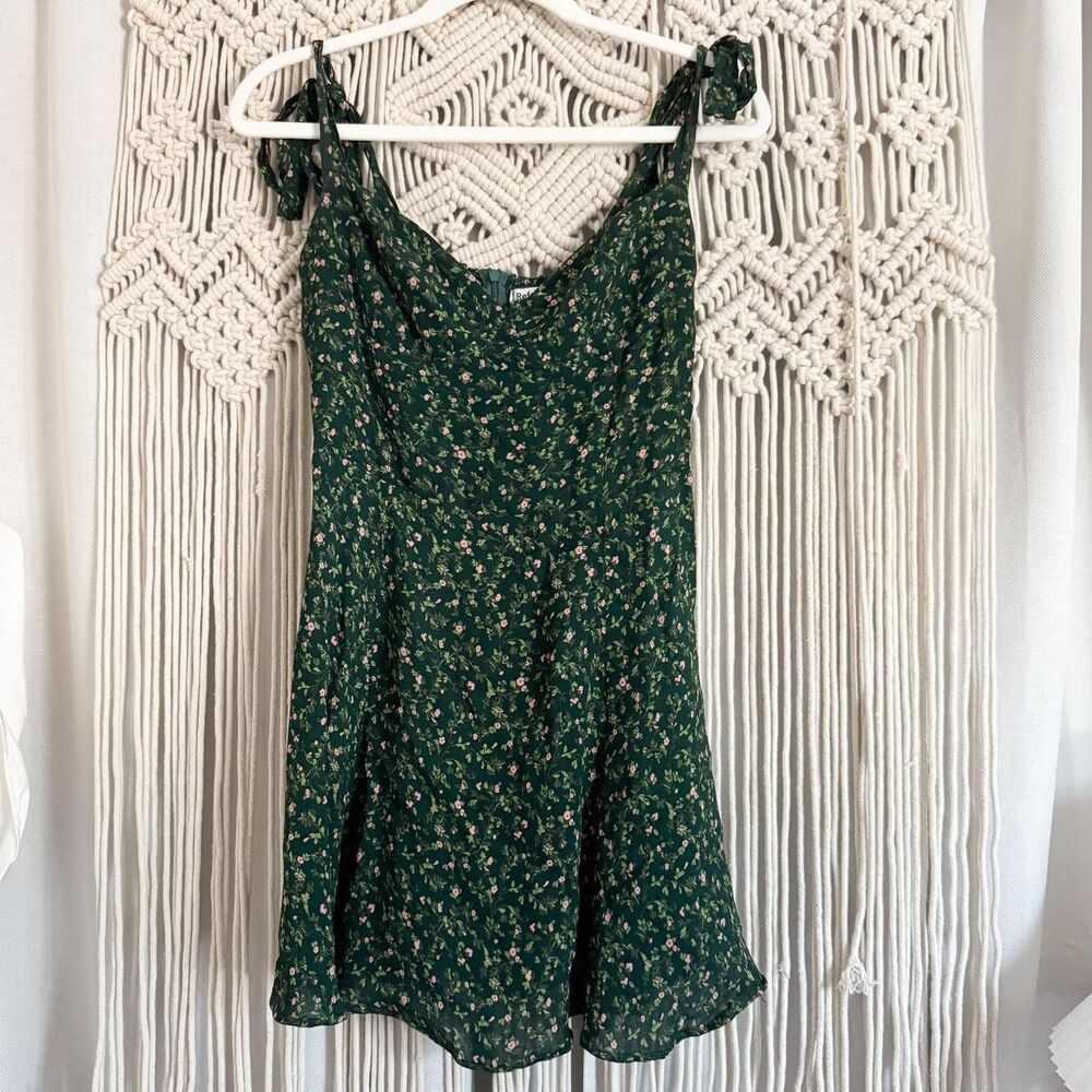 Reformation Green Floral Mini Dress Women’s Size 8 Romantic Cottagecore